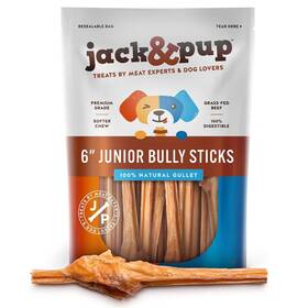F263 Jack&pup 850001933353 6 In Bully Sticks For Small Dogs 25-pack Natural Chews Puppies And Seniorsgr
