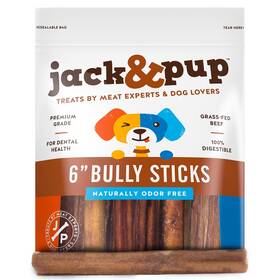 Jack&pup 850004349748 6 Inch Bully Sticks For Dogs Premium Odor Free Large Al