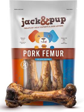 F245h Jack&pup 857733007888 8 Inch Pork Femur Bones For Dogs Big 1 Count Pack Of 2