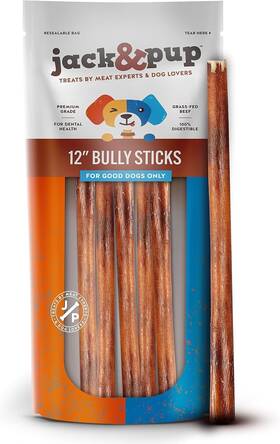 Collar-0302 Jack&pup 12-inch Premium Grade Odor Free Bully Sticks Dog Treats 18 Pack 12 Inch Long Al