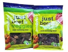 Jjbvm07b Jack&pup Set Of 2 Bags - Just Beef Lungs And Veggie Natural Dog Chew Treats 7oz Ea Bag
