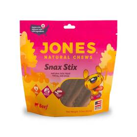 00880 Jones Natural Chews Sausage Sticks 3oz - Dog Treats For All Sizes Beef Flavor 4gce