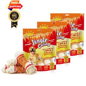 Jungle Calling 635638790643 Chicken Wrap Knotted Bones Dog Chews 10.6 Ounce Pack Of 3