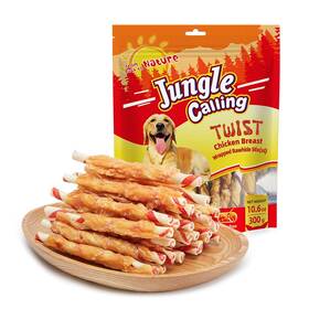 Jungle Calling 713653570942 Dog Treats Natural Chicken Wrapped Rawhide Sticks Grain-free Training Rewar