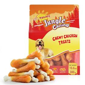 Jungle Calling 713653570973 Chewy Chicken Dog Treats Rawhide Free Real Calcium Bone Teeth Clean