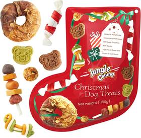 Jungle Calling 744759249616 Christmas Dog Treats Holiday Chews Variety Pack 20 Count Holid