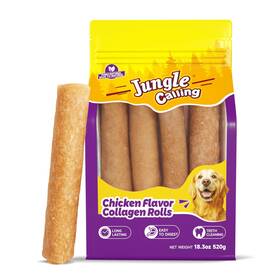 Jdjc052a84 Jungle Calling 18.3 Oz Collagen Rolls For Dogs 7 Inch Long Lasting Dog Treats Chicken Flav