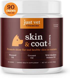 Pc11744 Just Vet Vitamins Skin And Coat Chews For Dogs With Flaxseed Oil Wild Alaskan Salmon Orange
