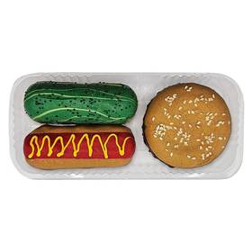 K9 Granola Factory 878803018726 Donut Deli Pupnic - Hamburger Hot Dog And Pickle Gourmet Donuts For Dogs 3pk