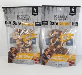4pks Kind Rewards 841351198974 Lot Of 2 Peanut Butter Flavor No-rawhide Bones Dog Treats