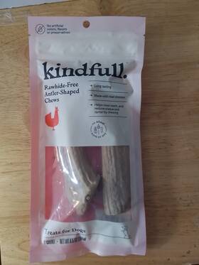 Kindfull 085239935279 Rawhide Free Antler Shaped Dog Chews 2 Count