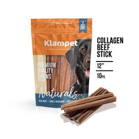 Klampet Naturals 850035125748 12 Inch Collagen Beef Sticks - 100% Natural Grass-fed Dog Chews