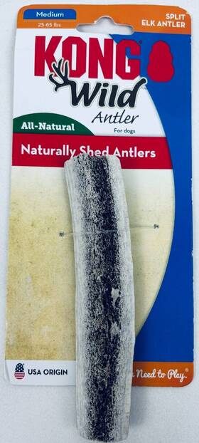 Kong 035585317045 Wild Antler Naturally Split Elk For Medium Dogs 25-65 Lbs