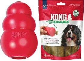 B0f414q3d9 Kong Classic Toy And Enhanced Ziggies Treats Combo Pack - Durable Chew For Dog
