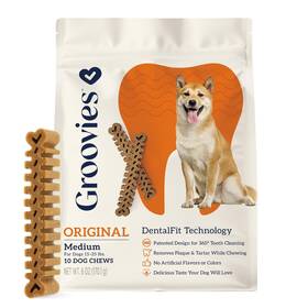 Grv68121-kw Koowill Inc. Groovies Dog Dental Chews 6oz Medium 10ct