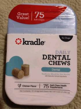 Kradle 850038315702 Daily Dental Chews Synbiotic Blend For Gut Health Chicken 75 Soft