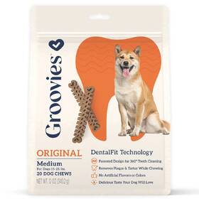 Kw01 850016681256 Groovies 15-25lb Dog Dental Chews 12oz Medium 20c