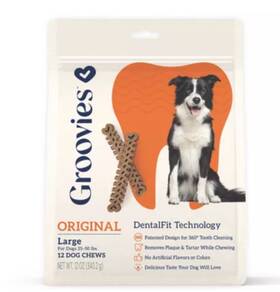Grv68126 Kw01 Groovies Dog Dental Chews 12oz Large 12ct 1 Pack Of Piece