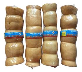 Lennox 742174355127 4 Pack Peanut Butter Flavor Beef Cheek Chews - 9-10 Inch Ex 10/27