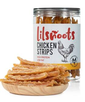 Lilsnoots 795850909107 Natural Chicken Jerky Strips Dog Treats 12.5 Oz Low Fat High Protein Dehydrat