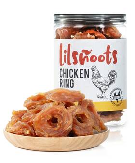 Lilsnoots 795850909114 Chicken Rings Dog Jerky Treats 12.5oz With Taurine Low Fat High