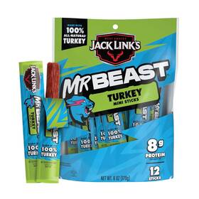 Link Snacks 017082016430 Jack S X Mrbeast Turkey Mini Sticks As Seen On Beast Games 8g Protein