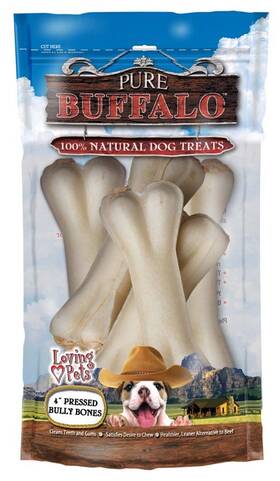 5664 Loving Pets 5 Pk 4 Inch Pure Buffalo Pressed Bully Bone