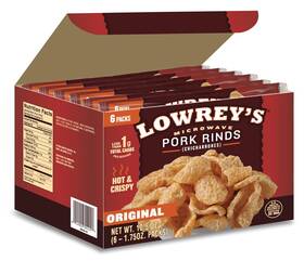 Lowreys 044900304233 Bacon Curls Microwave Pork Rinds 1.75 Ounce Pack Of 6