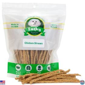 B01lzti6og Lucky Chicken Jerky Straws Dog Treats - Natural Dehydrated Crunchy Sticks 28oz