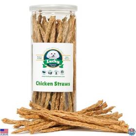 B0bj57g5v1 Lucky Chicken Jerky Straws Dog Treats - Natural Dehydrated Crunchy Sticks 7oz