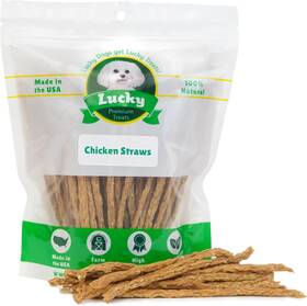 Lucky Premium Treats 711182010977 Chicken Straws Dog For Small Dogs 28oz - Natural Crunchy Jerky Sticks