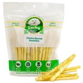 Lucky Premium Treats 711436970965 Chicken Basted Rawhide All-natural And Beef Dog For Small Do