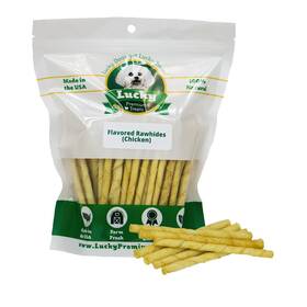 Lucky Premium Treats 711436970972 Chicken Basted Rawhide All-natural And Beef Dog For Small Do