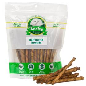 Lucky Premium Treats 711436971023 Beef Basted Rawhide All-natural And Dog For Small Dogs