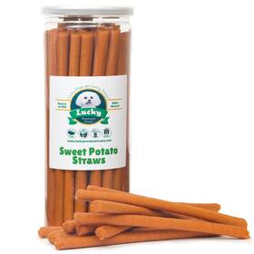 Lucky Premium Treats 786727874147 Sweet Potato Straws Dog 7oz. All Natural Chewy Veggie For Sm