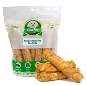 Cwm5 Lucky Premium Treats Chicken Wrapped Rawhide Dog For Medium Dogs 32ct. Chew St