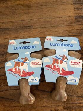 Lumabone 854111004187 2- Bacon Durable Dog Chew For Aggressive Chewers-small