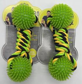 Mario Lopez 195207016876 2pk Chain Link Rope Tug With Rubber Chew Dog Toy Set Fast Shipping