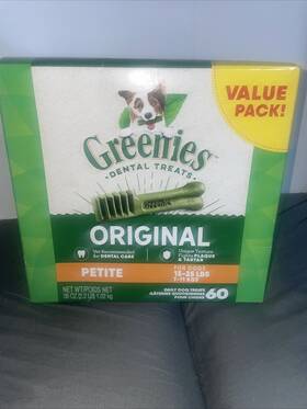 10123657 Mars Petcare Greenies Original Petite Natural Dental Care Dog Treats 36 Oz. Pack 60