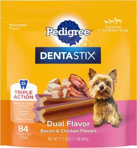 10191140 Mars Petcare Pedigree Dentastix Dual Flavor Small Dog Dental Treats Bacon And Chicken Flavors