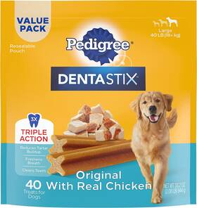 10109443 Mars Petcare Us Pedigree Dentastix Large Dog Dental Treats Original Flavor Bones 2.08 Lb