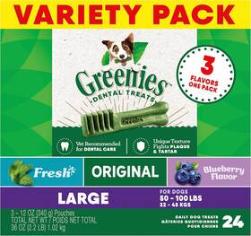 3-flavor Mars Petcare Us 10241741 Greenies Large Dental Dog Treats Variety Pack 3 12 Oz. Pouches 24