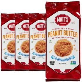 Matts Bakery 079746407046 Peanut Butter Cookies Soft-baked Non-gmo All-natural Ingredients 4 Bag
