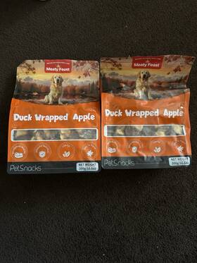 Meaty Feast 744759739278 Duck Wrapped Apple Dog Treats High Protein X 3