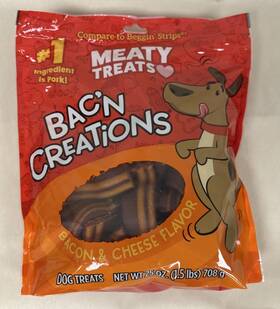 Meaty Treats 070155170590 Bacftn Creations Bacon And Cheese Dog 25 Oz. 1.5 Lbs