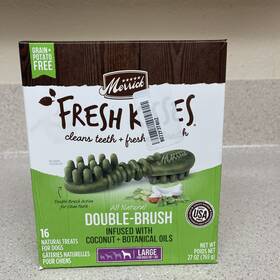 Merrick 022808660354 Fresh Kisses Double-brush Coconut Botanical Oils Grain Large