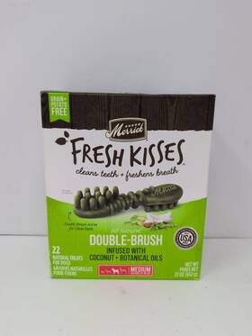 2025-5-1 Merrick 022808661344 Fresh Kisses Natural Dental Chews Infused With Coconut 22 Ct