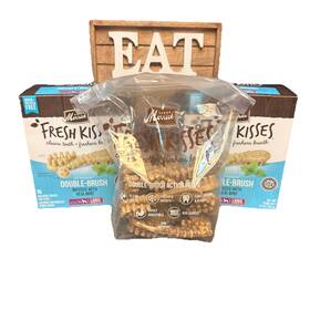 Merrick Pet 022808660552 Fresh Kisses Mint Double-brush Dental Treats Large 16 Count Pack Of 3