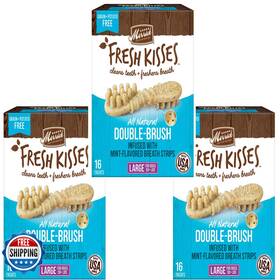 B07s2szgk5 Merrick Pet Fresh Kisses Mint Double-brush Dental Treats - Large 16