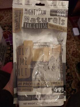 2027 Mighty 850024861671 Paw Yak Cheese Dog Chews - High Protein Odor-free 4 Pack Exp 11/14/2027